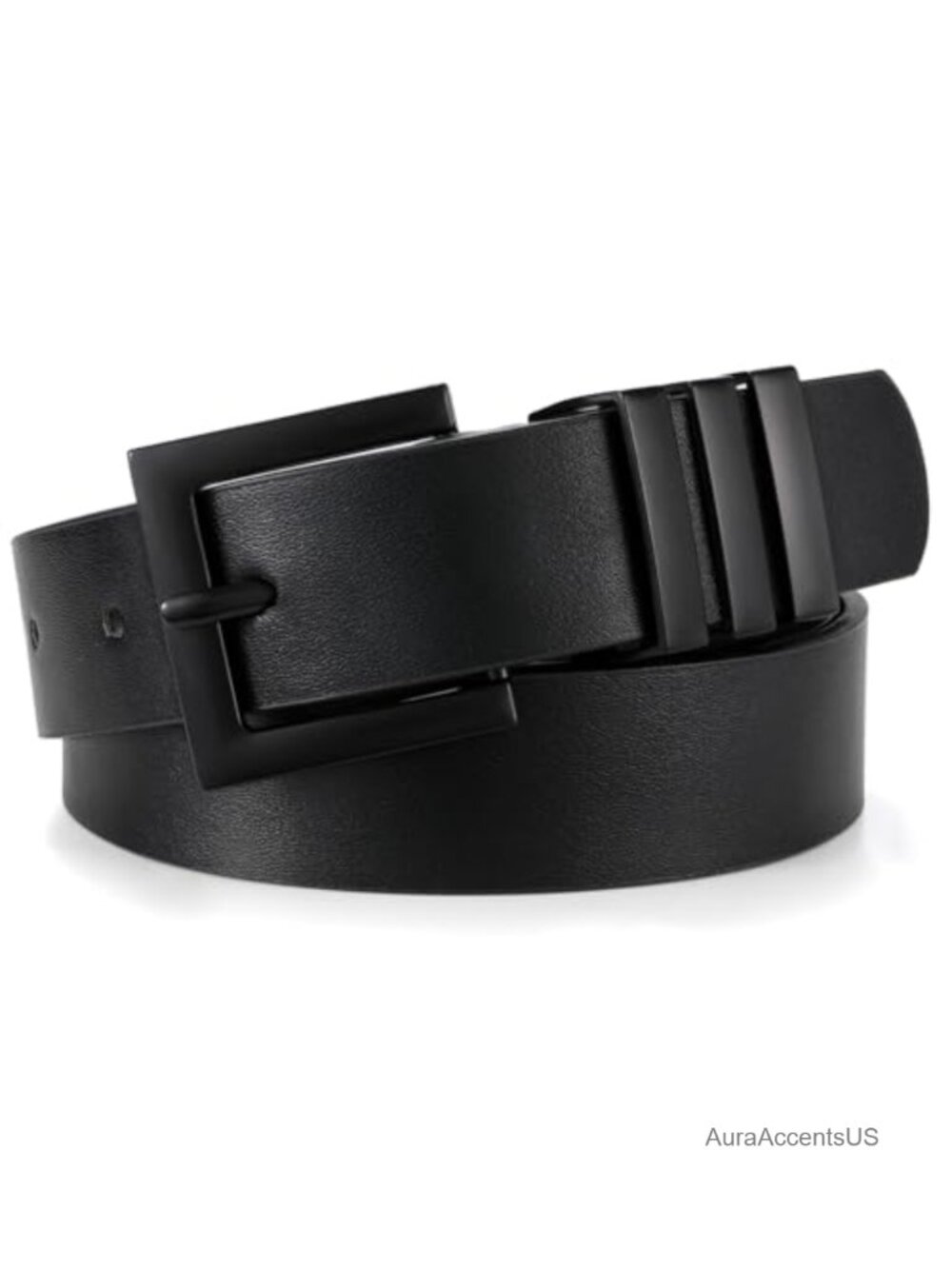 Plus Size Faux Leather Belt with Square Gold Buckle - Fashion Waist Belt for